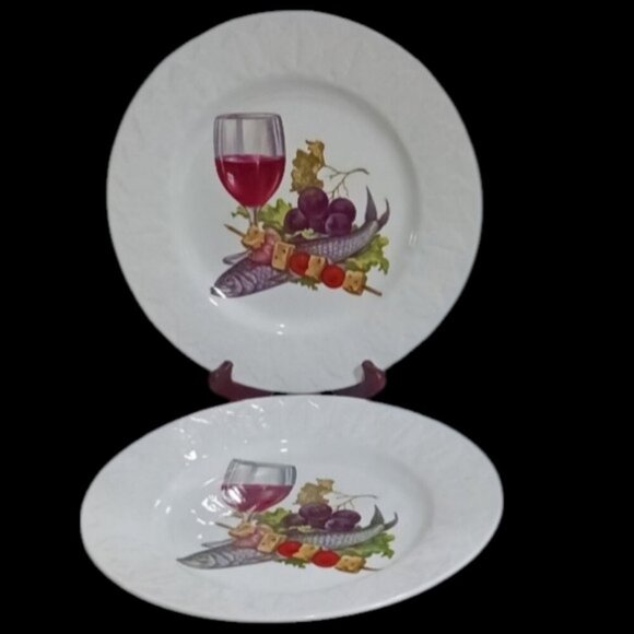 Vintage MCM Ironstone 10" Dinner Plates Spanish Crown Pontesa Design Set of 8 - Picture 7 of 12